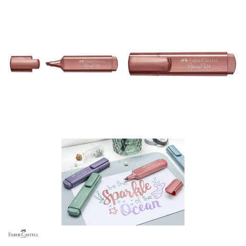 Set 10 textmarkere Faber-Castell Textliner 46 Metallic, varf tesit 1, 2 si 5 mm, cerneala pe baza de apa, efect metalizat, rosu [3]