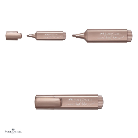 Set 10 textmarkere Faber-Castell Textliner 46 Metallic, varf tesit 1, 2 si 5 mm, cerneala pe baza de apa, efect metalizat, roz pal [3]
