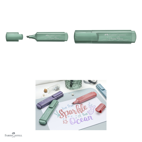 Set 10 textmarkere Faber-Castell Textliner 46 Metallic, varf tesit 1, 2 si 5 mm, cerneala pe baza de apa, efect metalizat, verde [3]