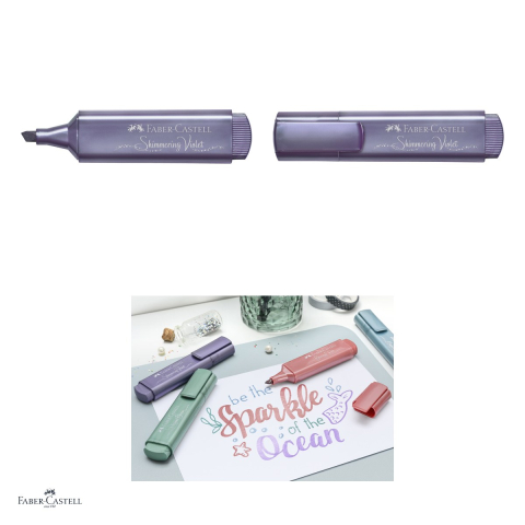 Set 10 textmarkere Faber-Castell Textliner 46 Metallic, varf tesit 1, 2 si 5 mm, cerneala pe baza de apa, efect metalizat, violet [3]
