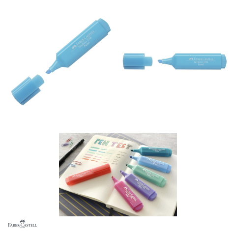 Set 10 textmarkere Faber-Castell Textliner 46 Pastel, varf tesit 1, 2 si 5 mm, cerneala pe baza de apa, albastru deschis [3]