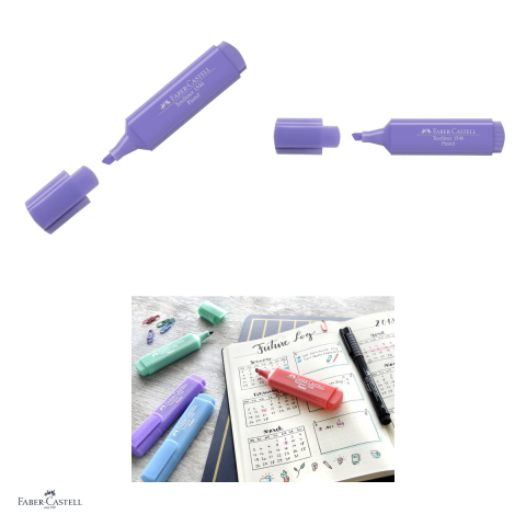 Set 10 textmarkere Faber-Castell Textliner 46 Pastel, varf tesit 1, 2 si 5 mm, cerneala pe baza de apa, liliac [3]