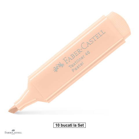 Instrumente de scris - Set 10 textmarkere Faber-Castell Textliner 46 Pastel, varf tesit 1, 2 si 5 mm, cerneala pe baza de apa, powder