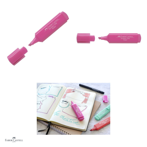 Set 10 textmarkere Faber-Castell Textliner 46 Pastel, varf tesit 1, 2 si 5 mm, cerneala pe baza de apa, roz purpuriu [3]