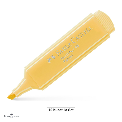 Instrumente de scris - Set 10 textmarkere Faber-Castell Textliner 46 Pastel, varf tesit 1, 2 si 5 mm, cerneala pe baza de apa, vanilie