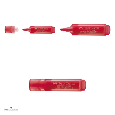 Set 10 textmarkere Faber-Castell Textliner 46, varf tesit 1, 2 si 5 mm, cerneala pe baza de apa, superfluorescent, rosu [3]