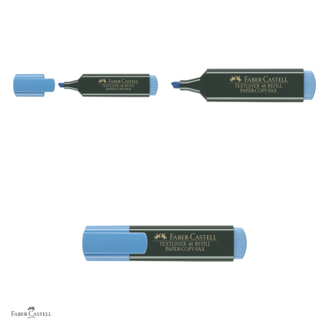 Set 10 textmarkere Faber-Castell Textliner 48, varf tesit 1, 2 si 5 mm, cerneala pe baza de apa, albastru superfluorescent [3]