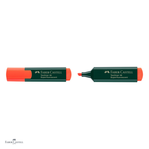 Set 10 textmarkere Faber-Castell Textliner 48, varf tesit 1, 2 si 5 mm, cerneala pe baza de apa, portocaliu superfluorescent [3]