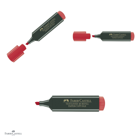 Set 10 textmarkere Faber-Castell Textliner 48, varf tesit 1, 2 si 5 mm, cerneala pe baza de apa, rosu superfluorescent [3]