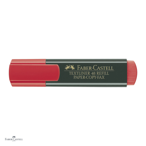 Set 10 textmarkere Faber-Castell Textliner 48, varf tesit 1, 2 si 5 mm, cerneala pe baza de apa, rosu superfluorescent [4]