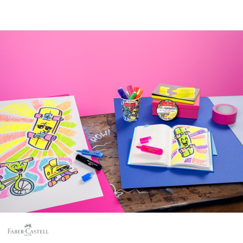 Set 10 textmarkere superfluorescente Faber-Castell, editie speciala cutie inghetata, varf tesit [3]