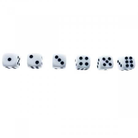 Set 10 zaruri albe cu puncte negre, DICE01-W, cu latura de 12 mm [1]