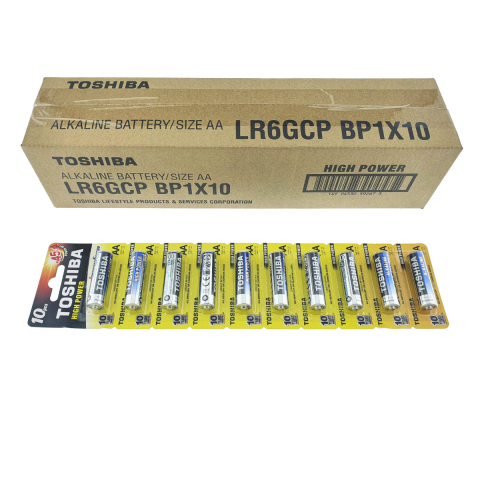 Baterii Alcaline LR06  - Set 100 Baterii Alcaline Toshiba High Power AA LR06, 1.5V, Performanta Superioara si Durata Extinsa, pentru Dispozitive Electrice si Electronice, Stoc Volum Maxim si Eficienta Cost