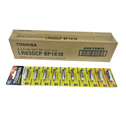 Baterii Alcaline LR03  - Set 100 Baterii Alcaline Toshiba High Power AAA LR03, 1.5V, Performanta Ridicata si Durata Extinsa, pentru Dispozitive Electrice Compacte, Stoc Volum Maxim si Eficienta Cost