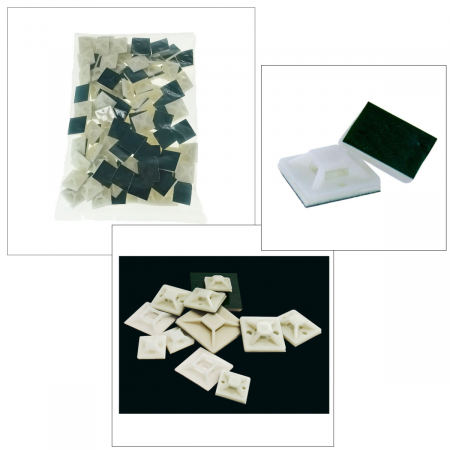 Set 100 de suporturi cu baza autodeziva pentru prindere cabluri, 20x20x7 mm, 06796, alb [3]