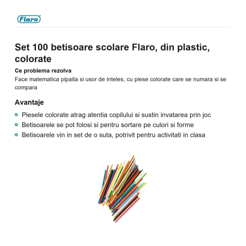 Set 100 betisoare scolare Flaro, din plastic, colorate [1]
