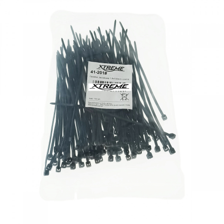 Capace anti praf - Set 100 bride zimtate din nailon, 1.8 x 100mm, cu autoblocare, tip colier, Xtreme 07110, pentru fixare si legare, negre