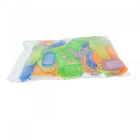 Set 100 bucati breloc 55 x 30 mm, cu eticheta identificare si inel de prindere, Key Ring Tag, din plastic, multicolor [3]