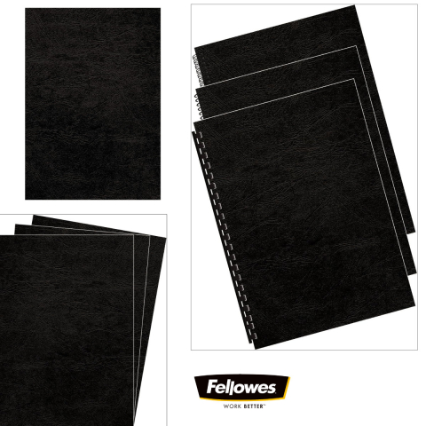 Set 100 coperti carton A3 negre, Fellowes, plastifiate cu polipropilena, 250 g/mp, pentru legare termica sau inele [3]