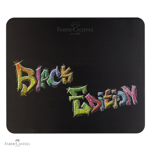 Set 100 creioane colorate Faber-Castell Black Edition, mina foarte moale, cutie metalica, editie profesionala [3]