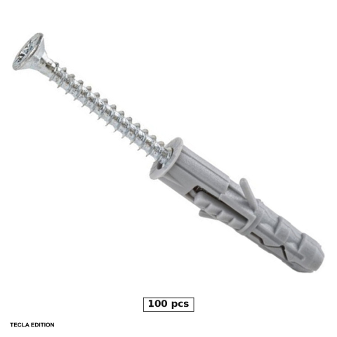 Set 100 dibluri cu surub cap inecat KRX, 8x100 mm, surub 4-5 mm, PZ2, tin surubul strans in perete, acolo unde surubul singur nu prinde [0]