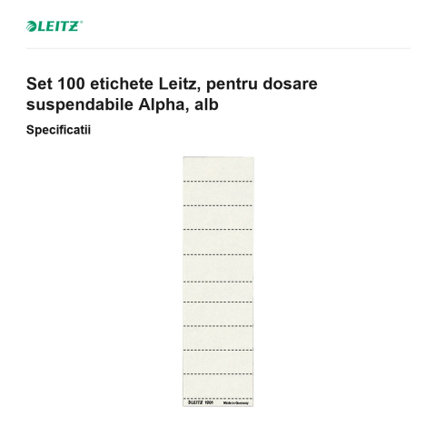 Set 100 etichete Leitz, pentru dosare suspendabile Alpha, alb [2]