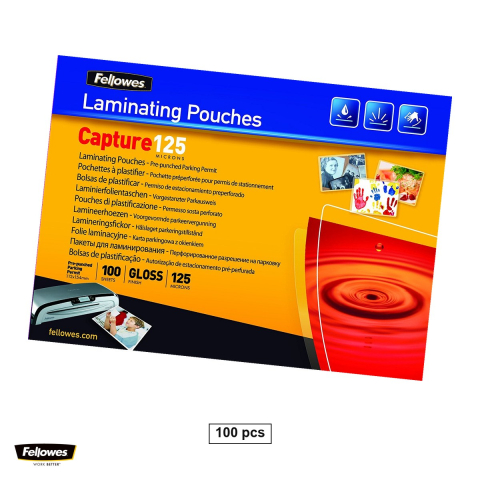 Birotica papetarie - Set 100 folii de laminare Fellowes, 125 microni, format 112x154 mm