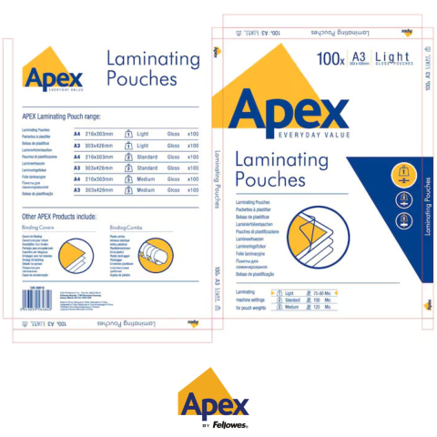 Set 100 folii de laminare Fellowes APEX, format A3, 80 microni, finisaj lucios, pachet 100 bucati, pentru utilizare ocazionala acasa sau la birou [5]