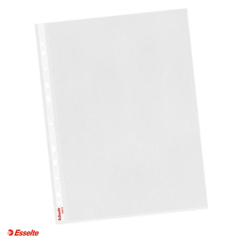 Folii de protectie - Set 100 folii de protectie Esselte, PP, A4, deschidere superioara si lateral stanga, 85 microni, standard, pentru arhivare, incolor