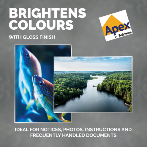 Set 100 folii laminare Fellowes APEX, format A3, 100 microni, finisaj lucios, pachet 100 bucati, pentru protectie medie a documentelor de dimensiuni mari [3]