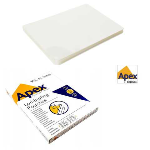 Set 100 folii laminare Fellowes APEX, format A4, 100 microni, finisaj lucios, tratament antistatic, pachet 100 bucati, pentru protectie documente si utilizare standard [5]
