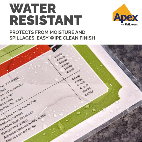 Set 100 folii laminare Fellowes APEX, format A4, 100 microni, finisaj lucios, tratament antistatic, pachet 100 bucati, pentru protectie documente si utilizare standard [4]