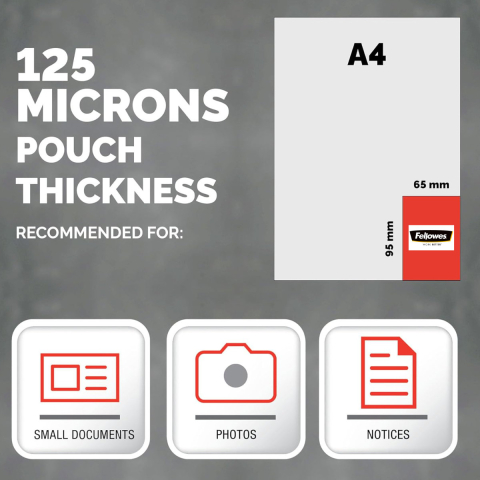 Set 100 folii laminare Fellowes, format card 65 x 95 mm, 125 microni, finisaj lucios, pachet 100 bucati, pentru protectie avansata carduri de identitate si vizita [2]