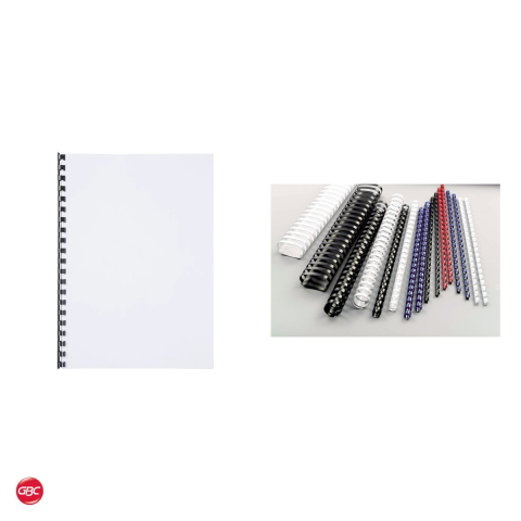 Set 100 inele de indosariere GBC din PVC de 10 mm pentru 65 coli, lungime A4, compatibile CombBind, negre [3]