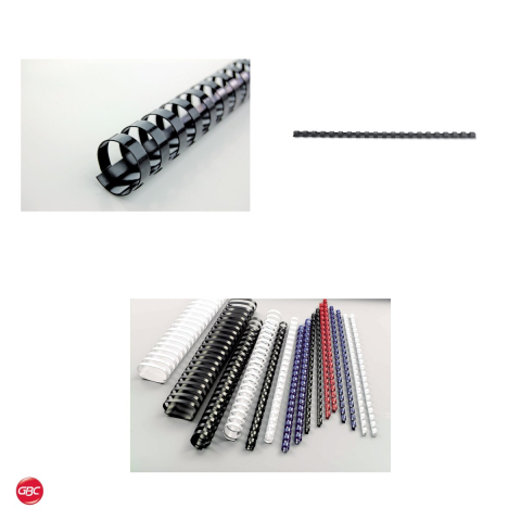 Set 100 inele de indosariere GBC din PVC de 12 mm pentru 95 coli, lungime A4, compatibile CombBind, negre [3]