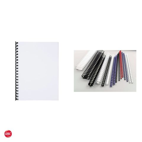Set 100 inele de indosariere GBC din PVC de 16 mm pentru 145 coli, lungime A4, compatibile CombBind, negre [3]