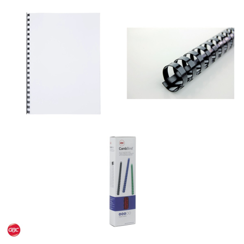 Set 100 inele de indosariere GBC din PVC de 8 mm pentru 45 coli, lungime A4, compatibile CombBind, negre [3]