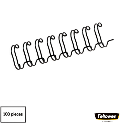 Inele metalice pentru indosariat - Set 100 inele metalice 12 mm negru, Fellowes, pentru legare cu spirala metalica, capacitate 100 coli