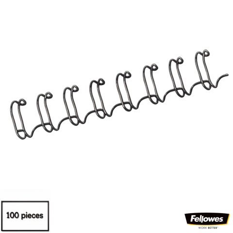 Inele metalice pentru indosariat - Set 100 inele metalice 8 mm negru, Fellowes, pentru legare cu spirala metalica, capacitate 60 coli