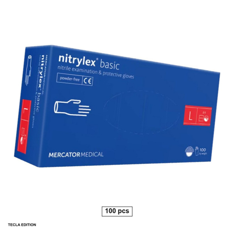 Bricolaj - Set 100 manusi din nitril fara pudra, rezistente la rupere, aderenta foarte buna, previn iritatiile, marime L, albastre