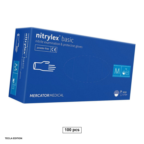 Bricolaj - Set 100 manusi din nitril fara pudra, rezistente la rupere, aderenta foarte buna, previn iritatiile, marime M, albastre