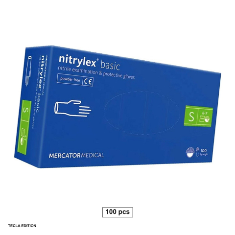 Bricolaj - Set 100 manusi din nitril fara pudra, rezistente la rupere, aderenta foarte buna, previn iritatiile, marime S, albastre