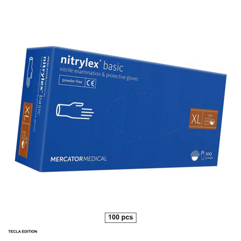 Bricolaj - Set 100 manusi din nitril fara pudra, rezistente la rupere, aderenta foarte buna, previn iritatiile, marime XL, albastre