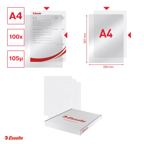 Set 100 mape de protectie Esselte, A4, 105 microni, cristal, incolor [3]