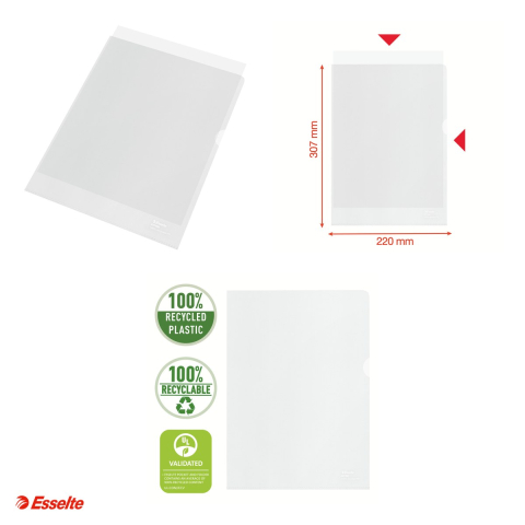 Set 100 mape de protectie Esselte Recycled, PP, A4, 100 microni, standard, pentru transport [3]