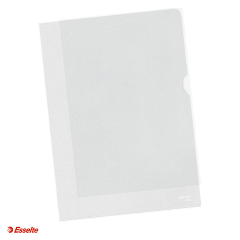 Mape si serviete - Set 100 mape de protectie tip L Esselte, PP, A4, 80 microni, deschidere sus si lateral dreapta, transparente