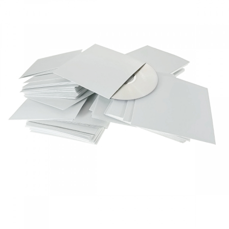 Set 100 plicuri protectie CD/DVD/Blu-Ray, din carton, personalizabile, fara clapeta, Omega 67207, albe [4]
