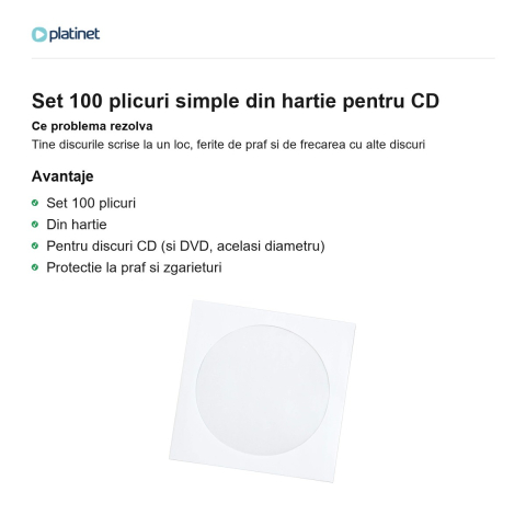 Set 100 plicuri simple din hartie pentru CD [1]