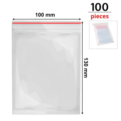 Set 100 Pungi cu Inchidere Zip, 130 x 100 mm, Grosime 40 Microni, din Material Plastic de Calitate Alimentara, pentru Depozitare Sigura si Organizare Versatila [1]