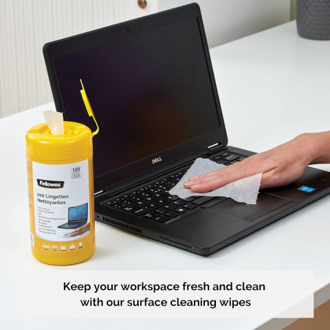 Set 100 servetele umede pentru curatare monitor, Fellowes, antistatice, biodegradabile, pentru ecrane LCD, TFT, laptop [1]
